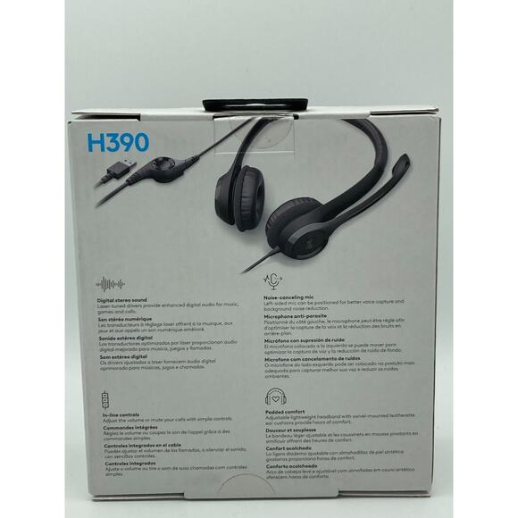 Logitech H390 Over-Head Comfort USB Headphones Noise-Canceling Microphone - NEW - Picture 5 of 7